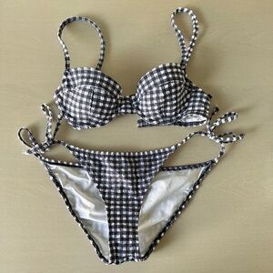 J. Crew | Gingham Underwire Bikini Top + String Bikini Bottom Set 32B / S